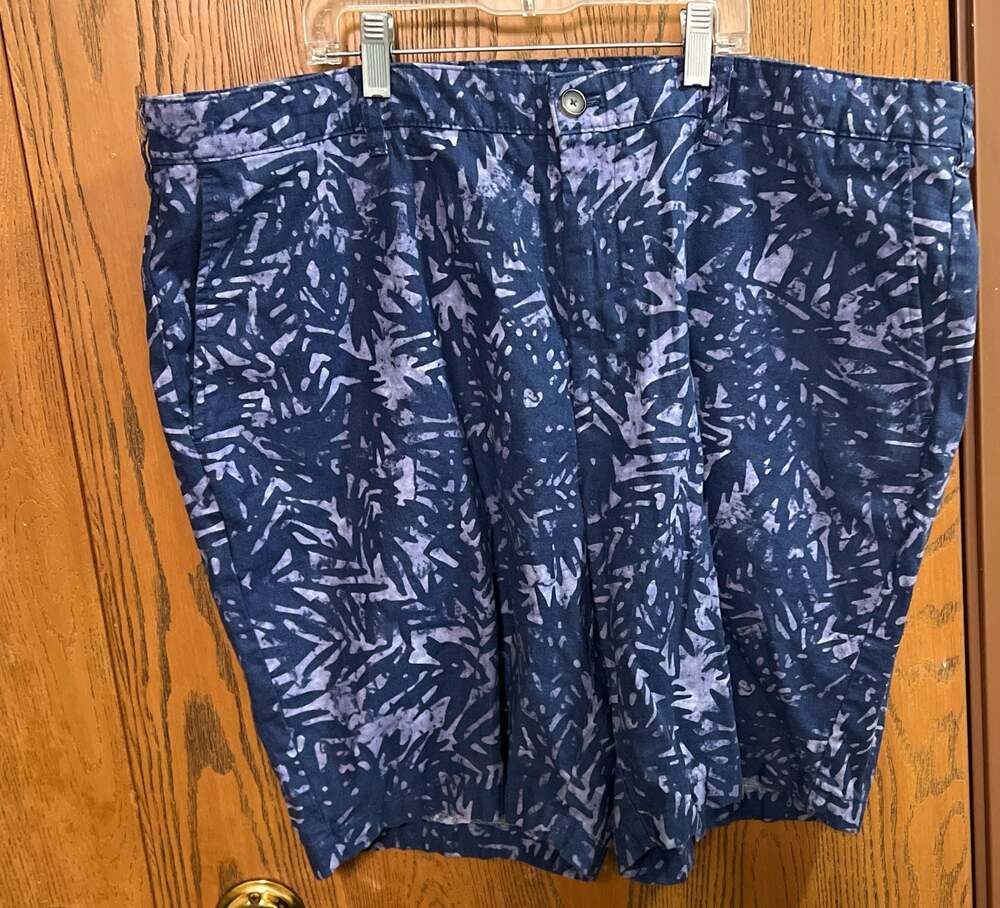 Jos. A. Bank 1905 Tailored Fit Linen-Blend Patterned Shorts Navy/Blue, 42W